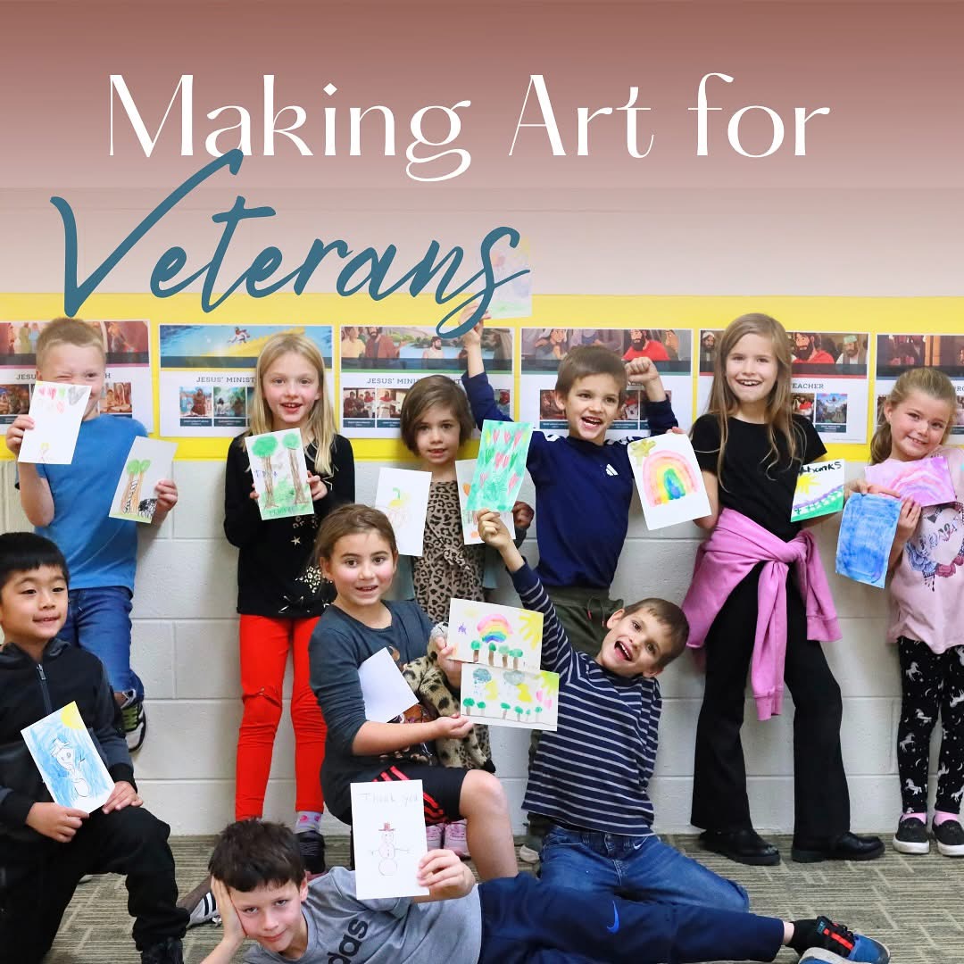 Students making art for veterans